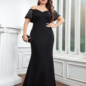 Rhinestone Cold Shoulder Dress